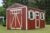Red Barn Portable Building with Rampage Door Closed